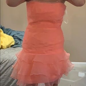 Pink strapless bridesmaids dress